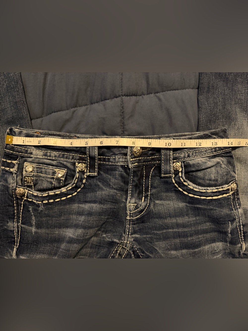 Miss Me Dark Wash Denim Jeans with Embroidered Waistband - Picture 11 of 15